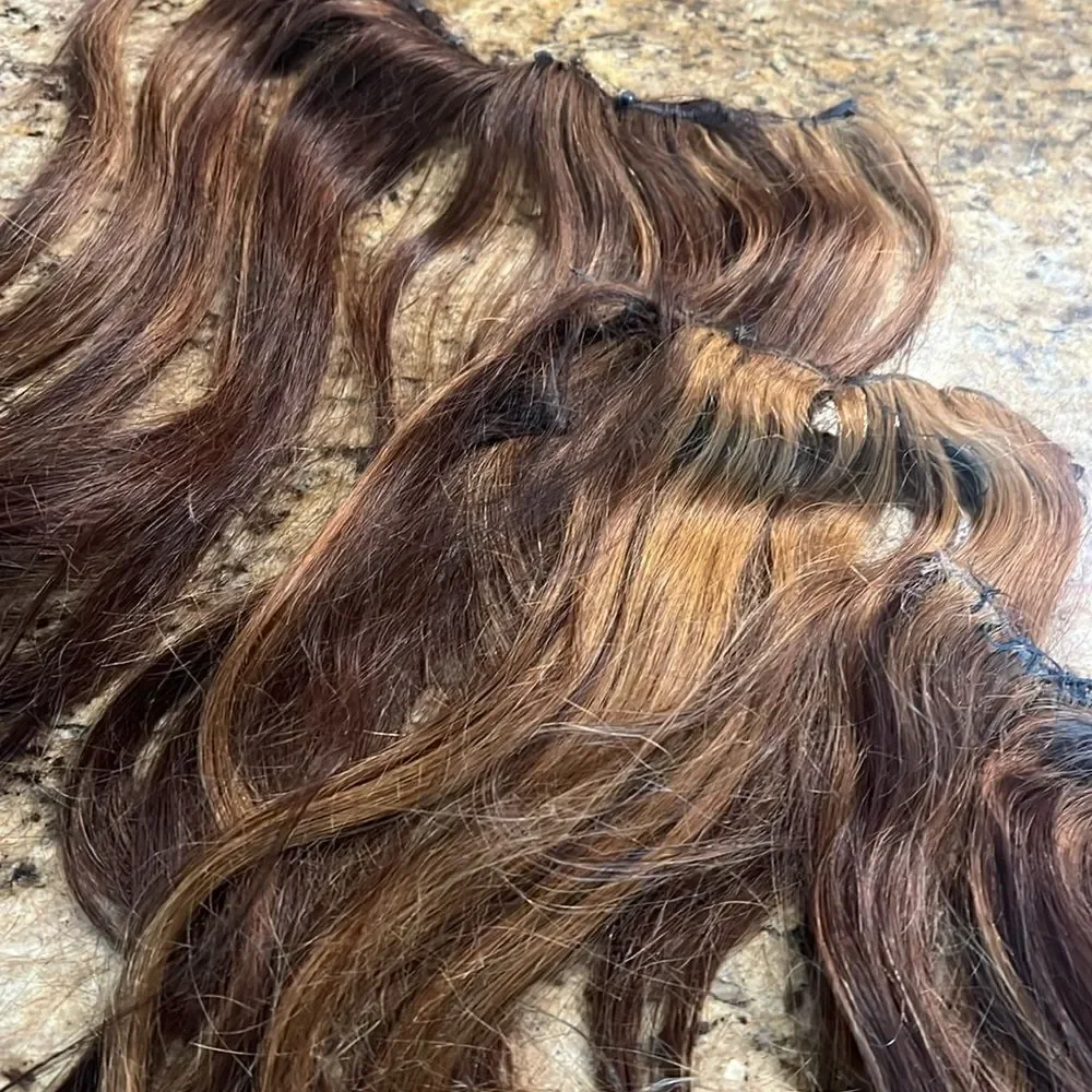 3 Rows Hand Tied Weft Hair - (2) 18” length & (1) 16” length